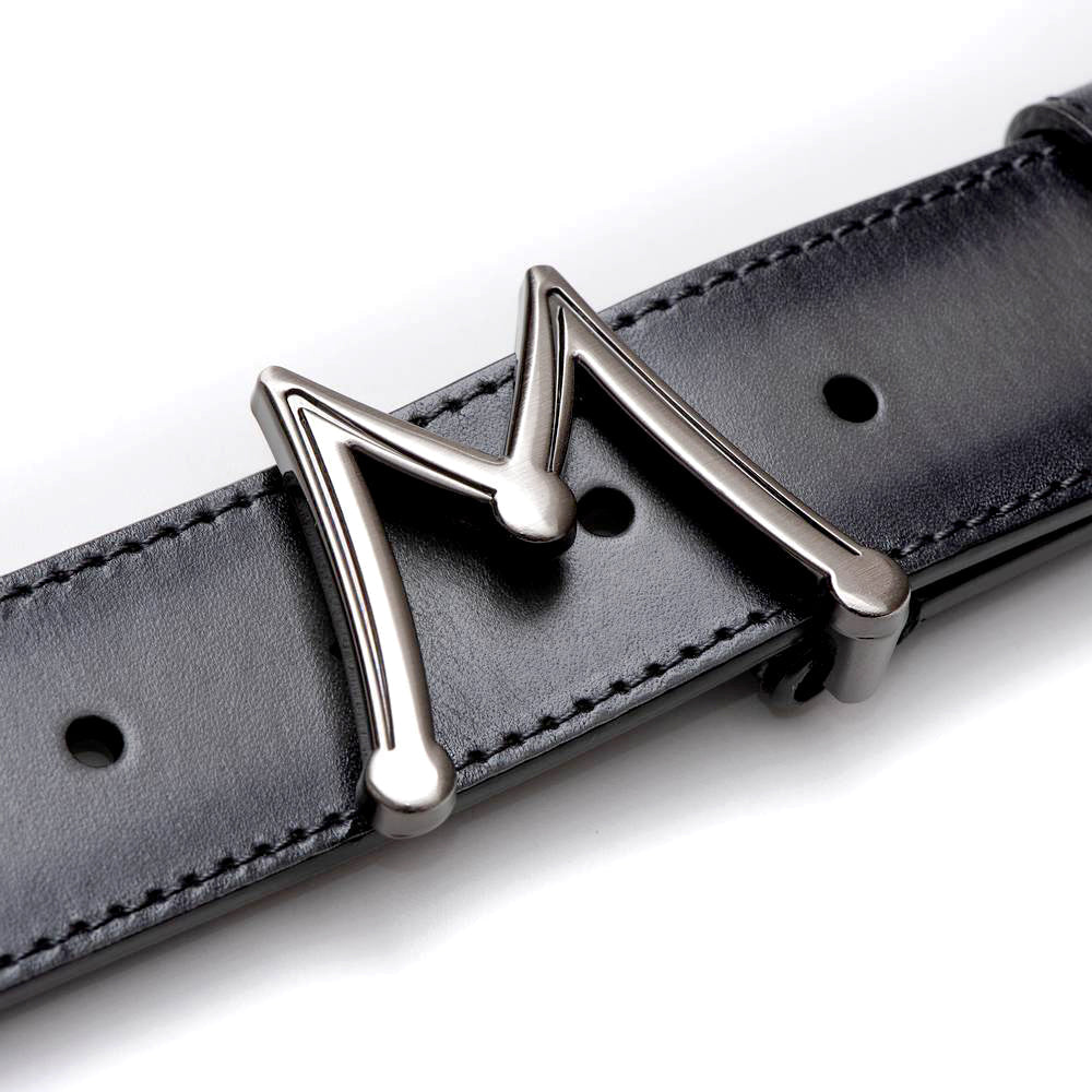 Mezlan Circle Icon Crocodile Belt Black