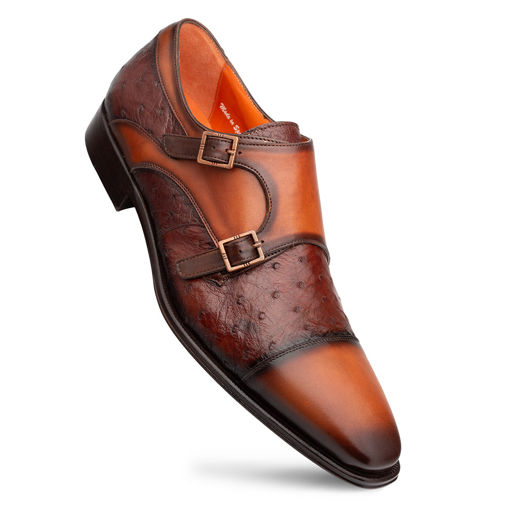 Ostrich Combination Double Monk Strap