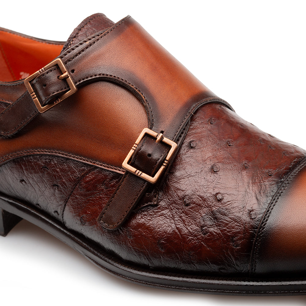 Ostrich Combination Double Monk Strap